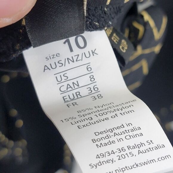 Nip Tuck One Piece Bathing Suit Black and Gold Trim size 6 EUC - Picture 12 of 16